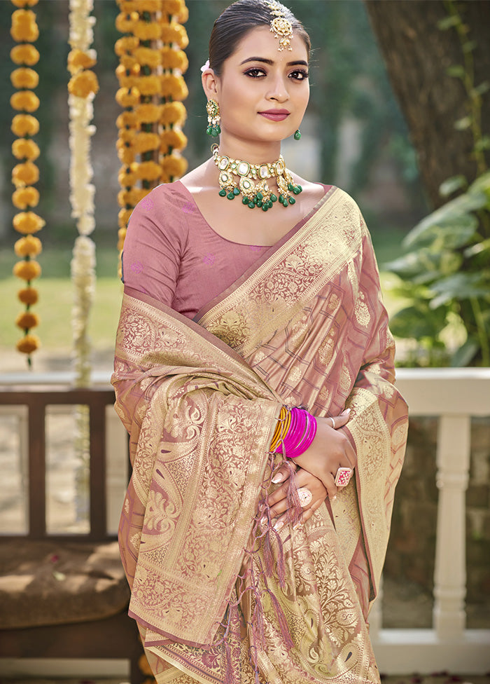 Pink Satin Silk Saree With Blouse Piece Clearance Outlet