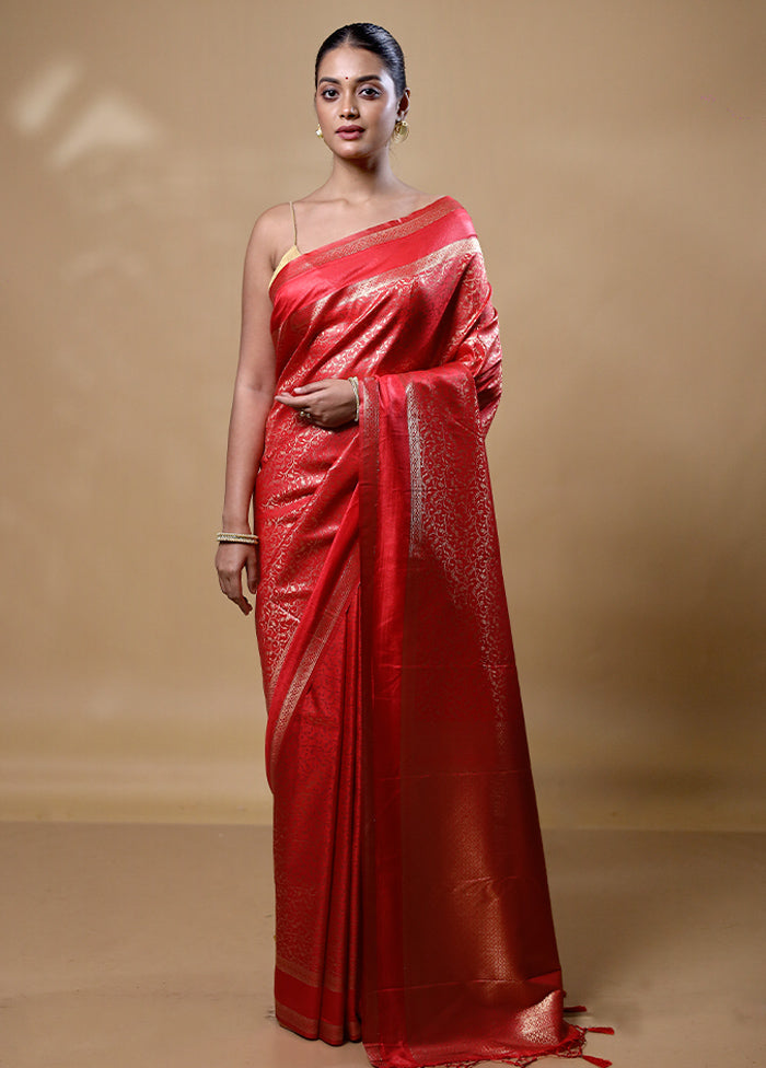 Red Dupion Silk Saree With Blouse Piece Free Shipping Buy