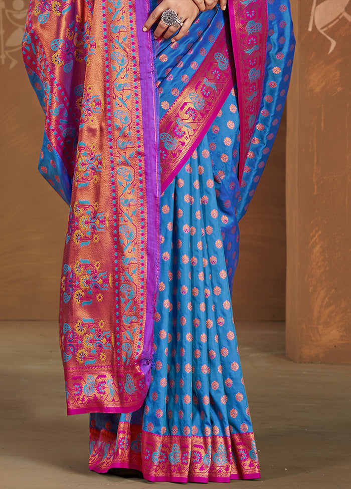 Blue Spun Silk Saree With Blouse Piece Outlet The Cheapest