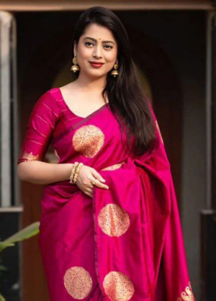 Rani Banarasi Silk Saree With Blouse Piece Cheap 2025 Newest