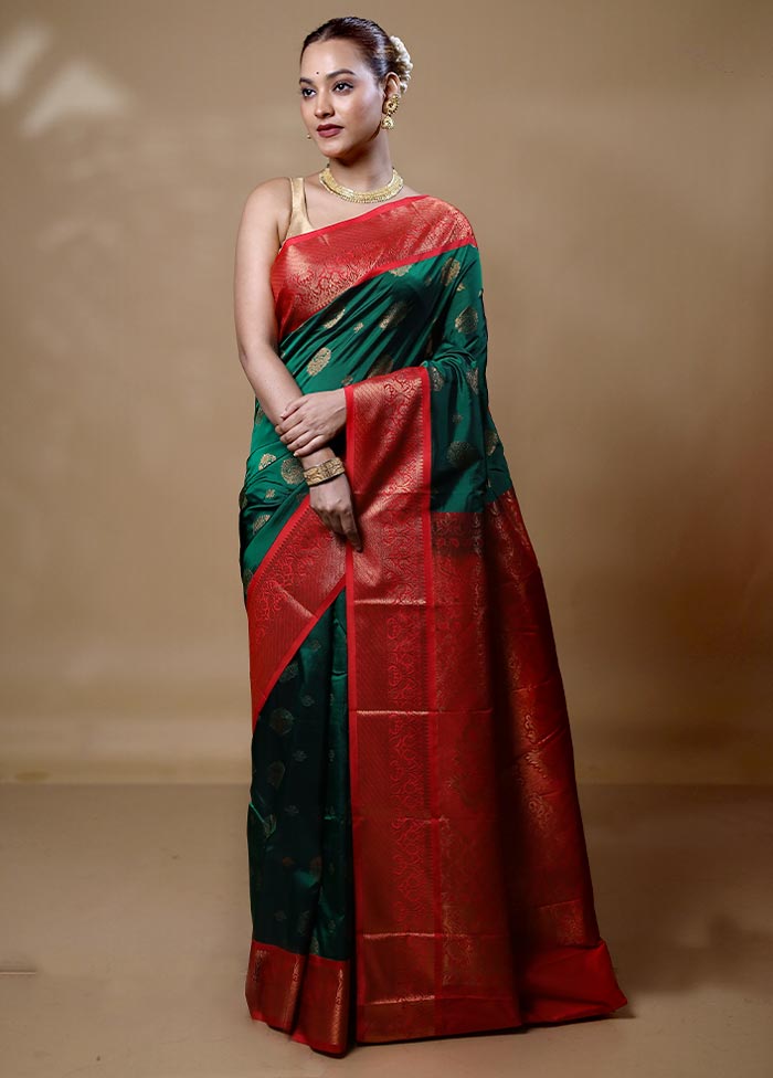 Green Kanjivaram Silk Saree With Blouse Piece Cheap Perfect