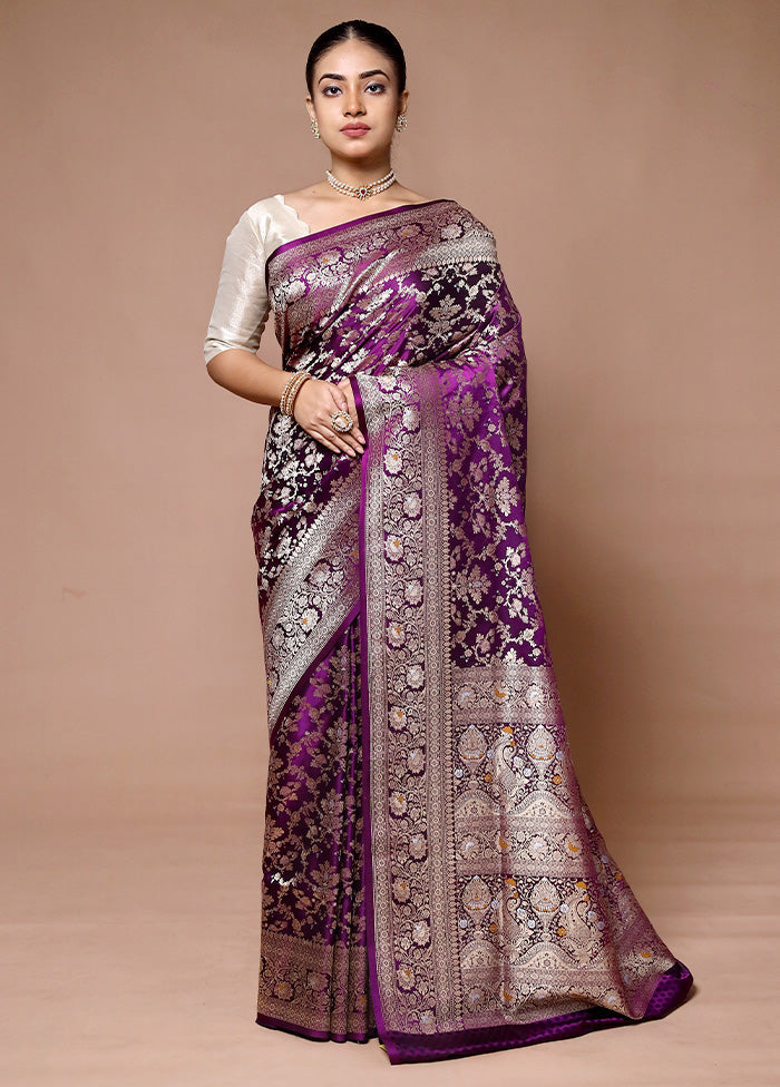 Purple Handloom Uppada Pure Silk Saree With Blouse Piece Clearance Eastbay