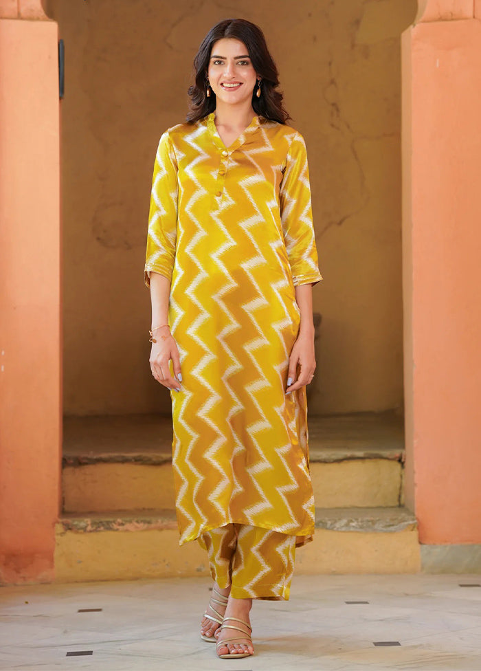 2 Pc Mustard Readymade Silk Kurti Set Best Pices