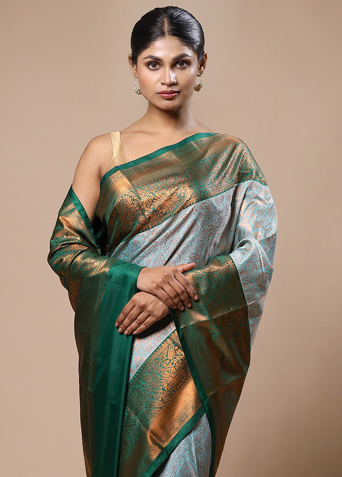 Blue Kanjivaram Silk Saree With Blouse Piece Best Store To Get Cheap Online