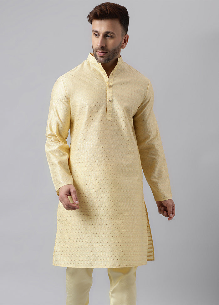 Off White Viscose Jacquard Long Kurta Buy Cheap Manchester Great Sale