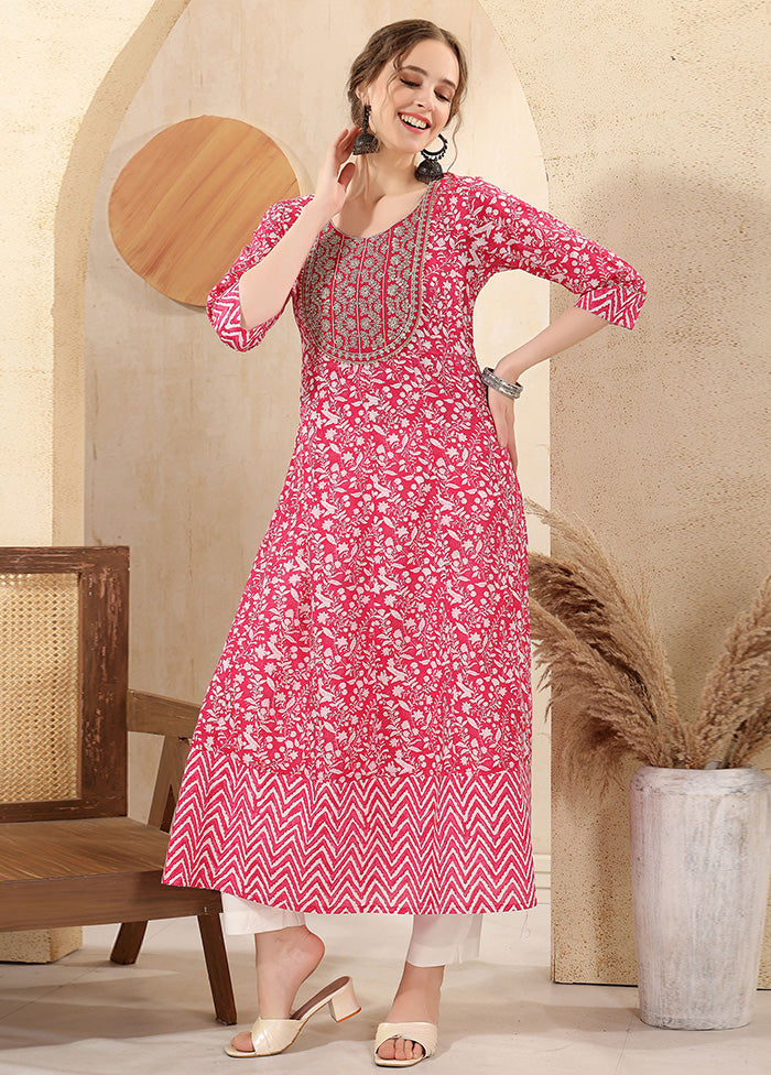 Pink Readymade Cotton Long Kurti Cheap Geniue Stockist