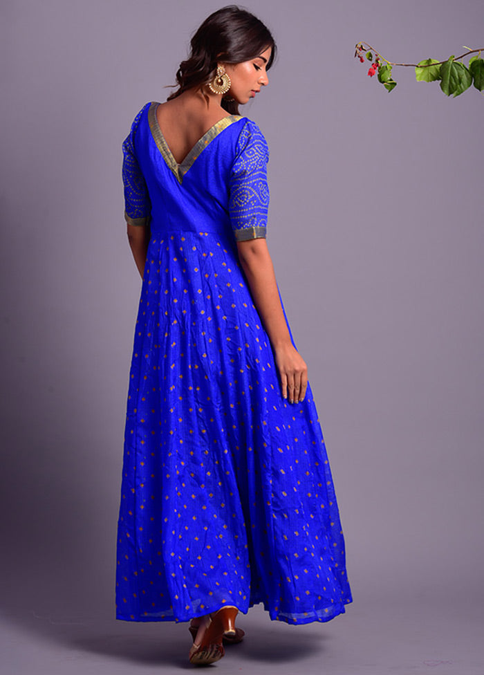 Blue Readymade Silk Long Dress Cheap Sale 2025