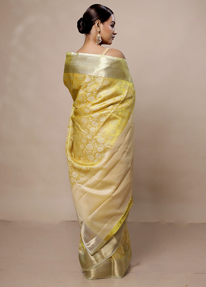 Yellow Tissue Silk Saree With Blouse Piece Many Kinds Of Sale Online