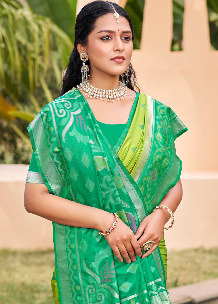 Light Green Spun Silk Saree With Blouse Piece Classic Cheap Pice