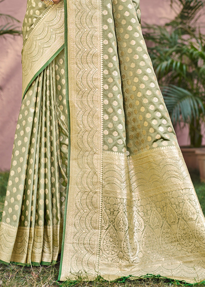 Green Spun Silk Saree With Blouse Piece Clearance Visit New