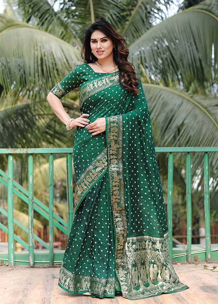 Green Spun Silk Saree With Blouse Piece Clearance Largest Supplier