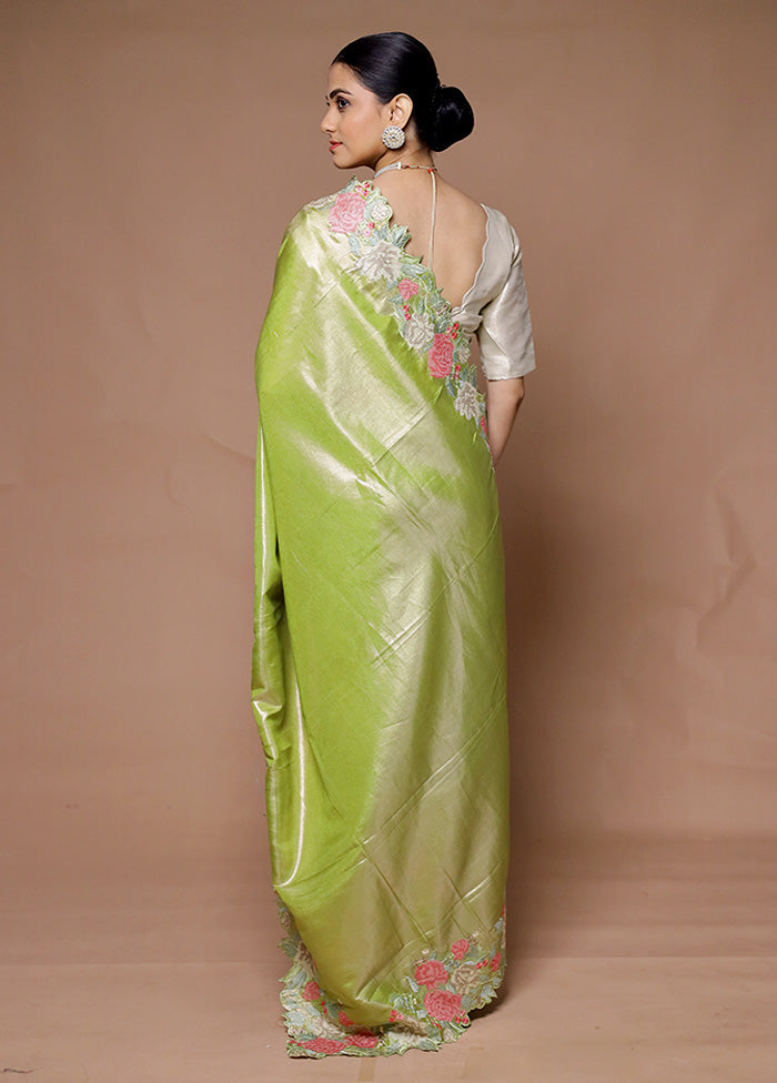 Green Tissue Silk Saree With Blouse Piece The Cheapest Cheap Online