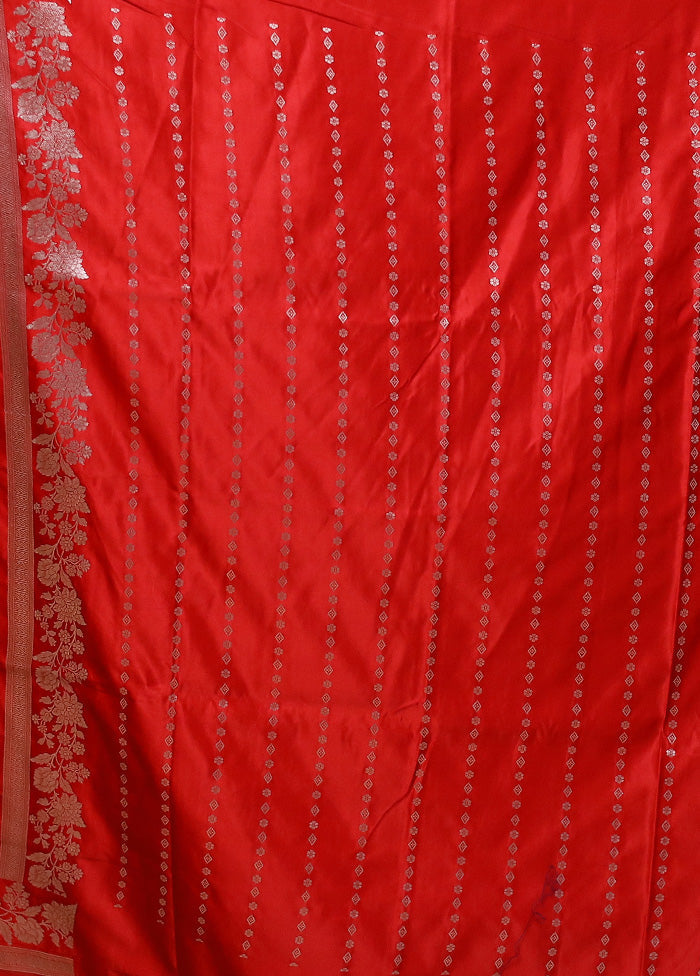 Red Katan Silk Saree With Blouse Piece Clearance Cheapest Pice