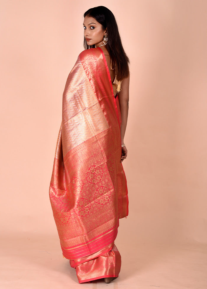 Pink Dupion Silk Saree With Blouse Piece Free Shipping Pick A Best