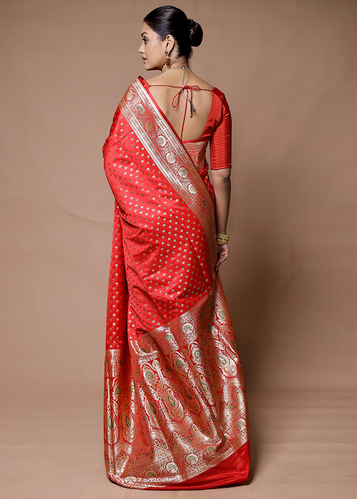 Red Banarasi Silk Saree With Blouse Piece Buy Cheap With Mastercard