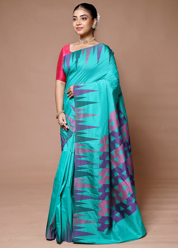 Blue Kanjivaram Silk Saree With Blouse Piece Clearance Big Discount