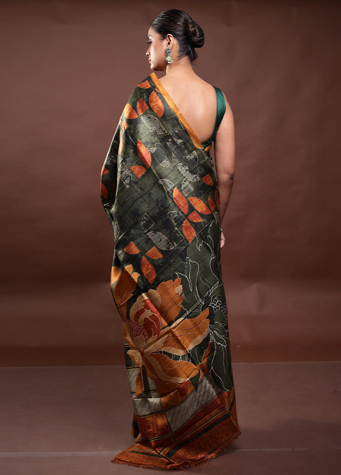 Green Printed Pure Silk Saree Without Blouse Piece Buy Cheap Cost