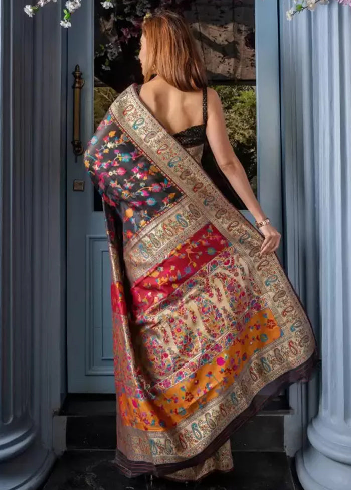 Multicolor Banarasi Silk Saree With Blouse Piece Collections For Sale