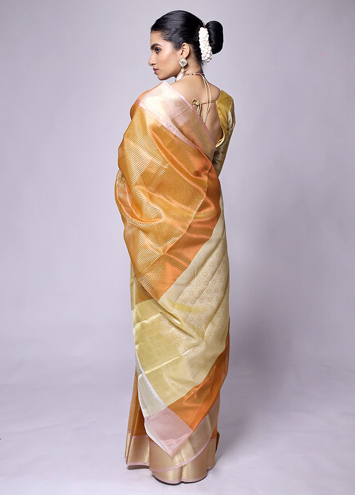 Yellow Tissue Silk Saree With Blouse Piece Best Sale Online