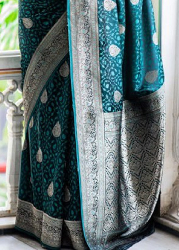 Rama Banarasi Silk Saree With Blouse Piece Clearance Explore