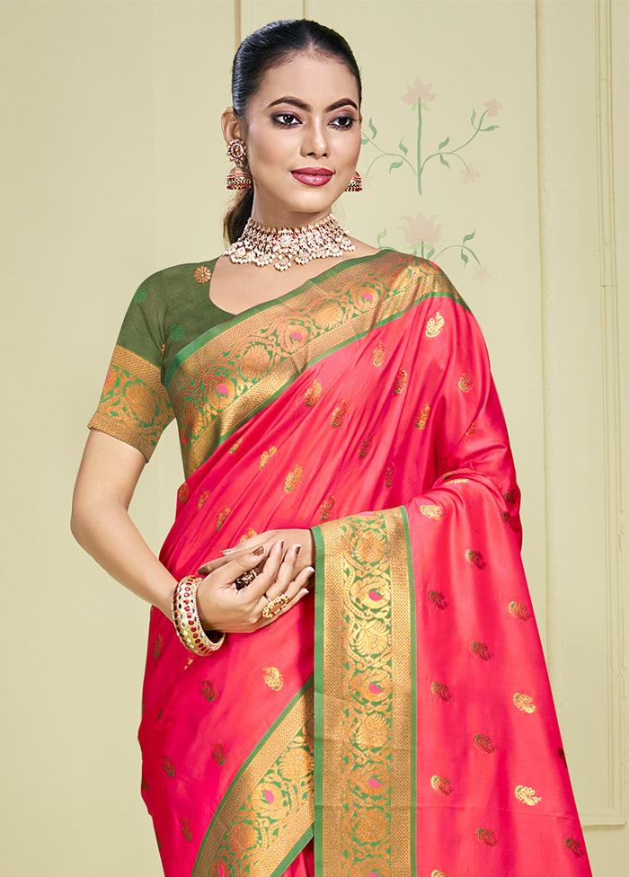 Pink Dupion Silk Saree With Blouse Piece Cheapest For Sale