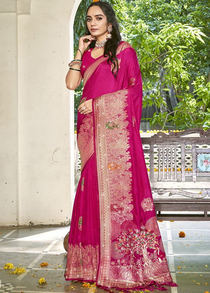 Pink Spun Silk Saree With Blouse Piece Perfect Cheap Online