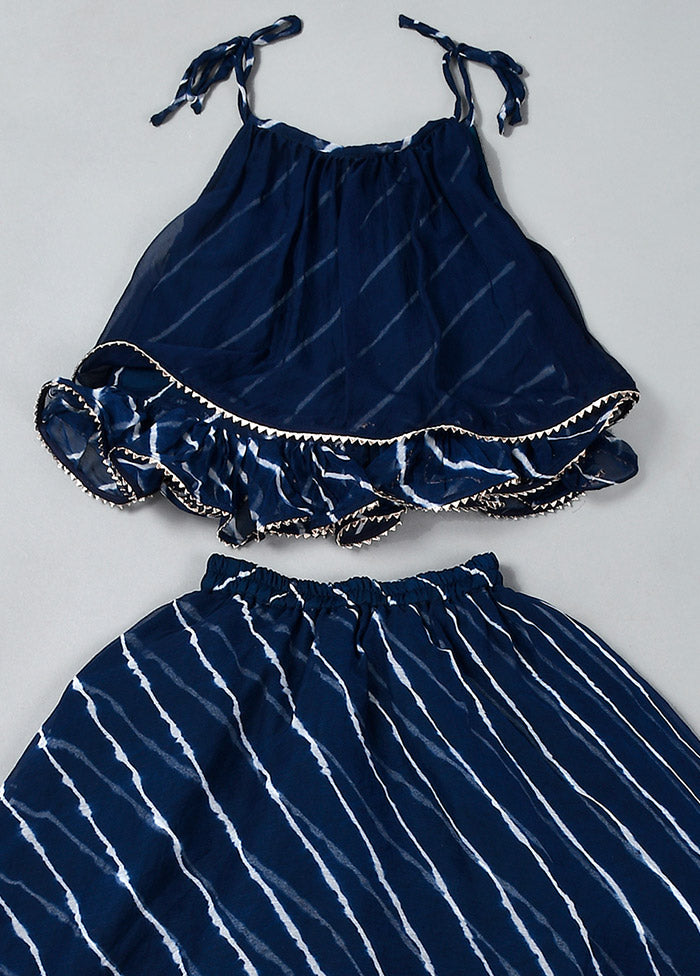 Navy Blue Cotton Gota Work Skirt Top Genuine Online