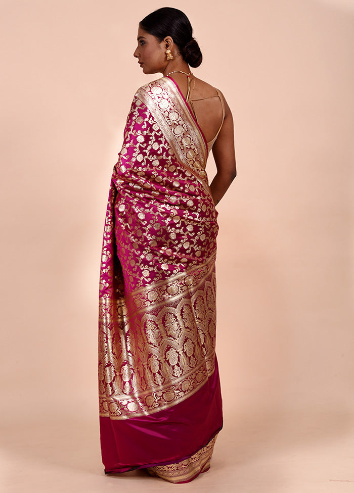 Rani Pink Banarasi Silk Saree With Blouse Piece Free Shipping Best