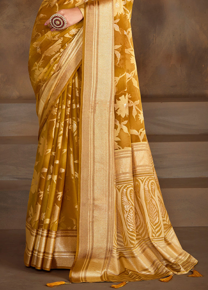 Gold Spun Silk Saree With Blouse Piece Buy Cheap Popular