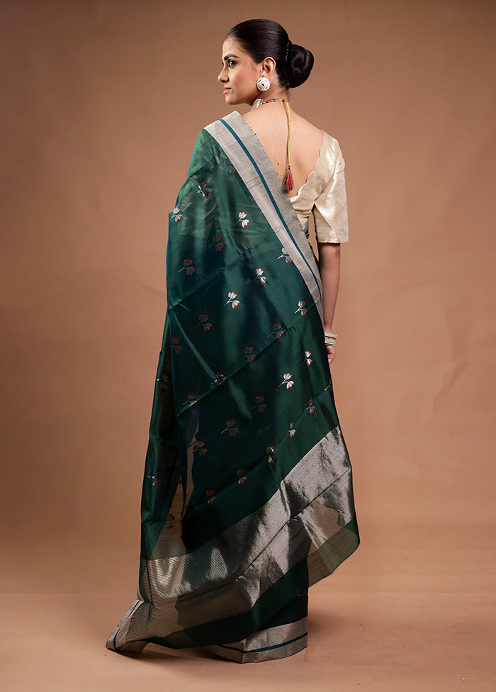 Green Handloom Chanderi Pure Cotton Saree With Blouse Piece Visit New For Sale