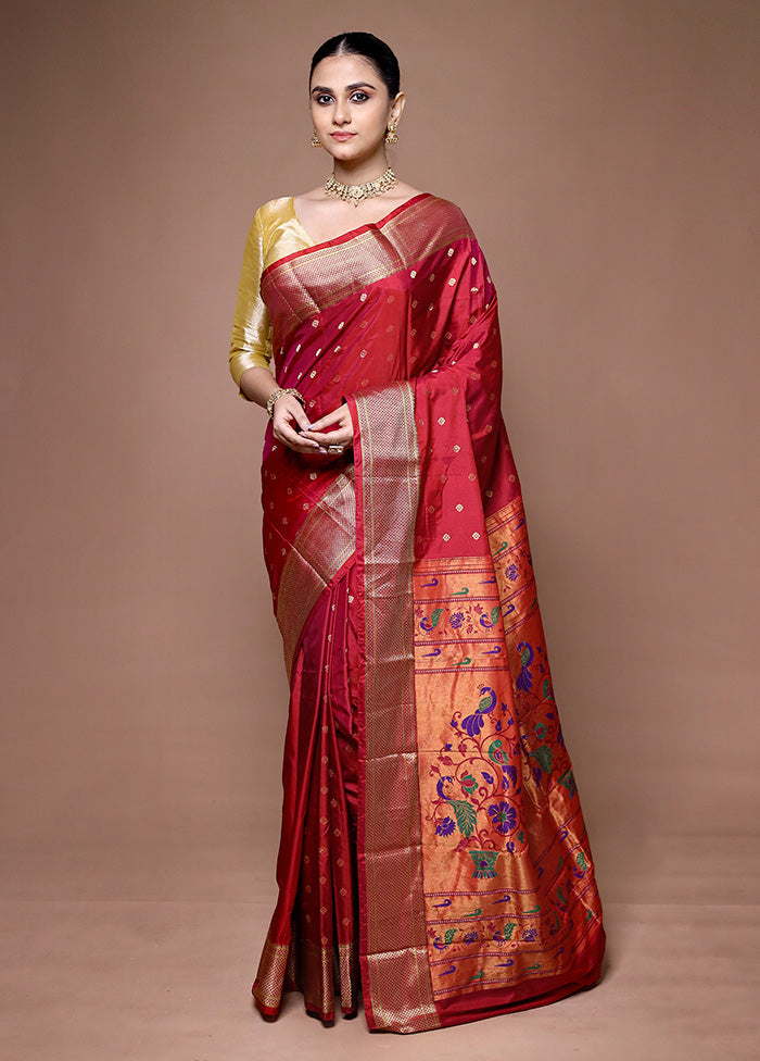 Red Handloom Kanjivaram Pure Silk Saree With Blouse Piece Cheap In China