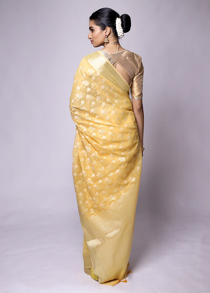 Yellow Kora Silk Saree With Blouse Piece Buy Cheap Perfect