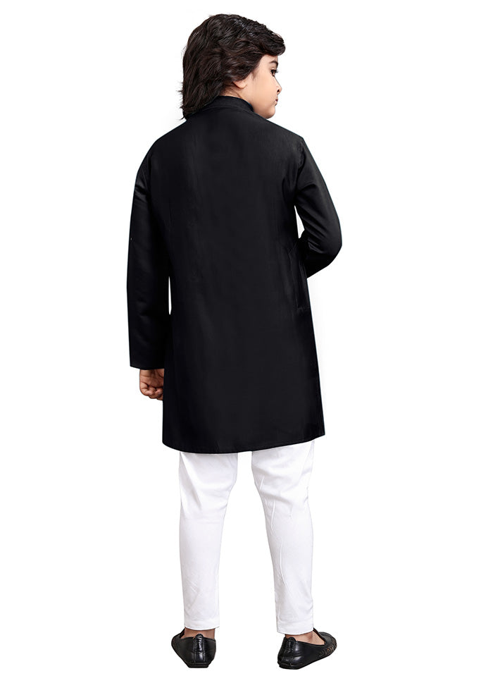 Black Viscose Kurta Pajama Set Sale With Mastercard