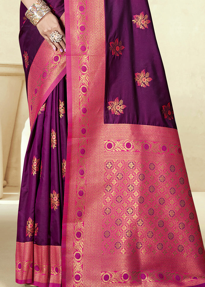 Wine Dupion Silk Saree With Blouse Piece For Sale Free Shipping