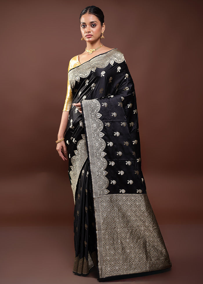 Black Dupion Silk Saree With Blouse Piece Pay With Visa Sale Online