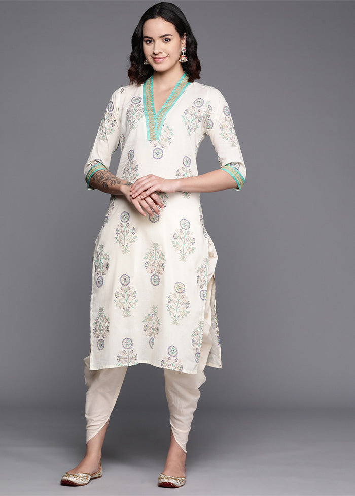 2 Pc Off White Pure Readymade Cotton Kurti Set Sale Best Sale