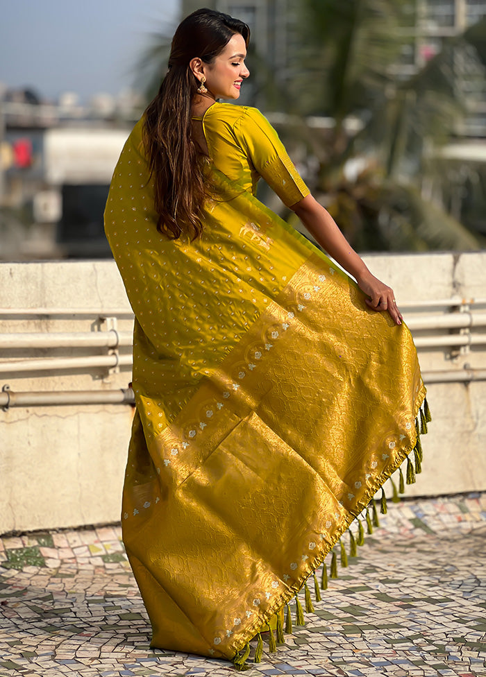 Green Spun Silk Saree With Blouse Piece Purchase Sale Online