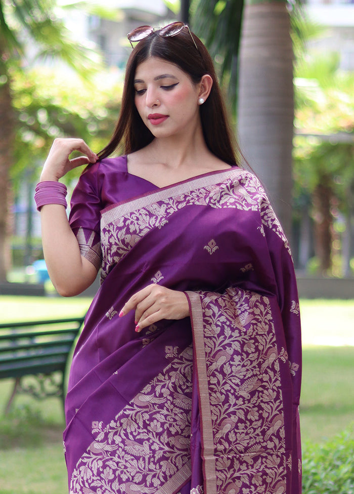 Purple Spun Silk Saree With Blouse Piece Wholesale Pice Cheap Online