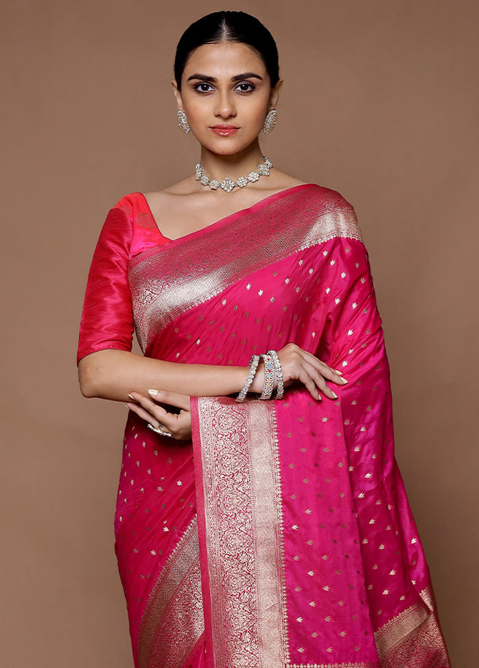 Pink Dupion Silk Saree With Blouse Piece Sale Pre Order