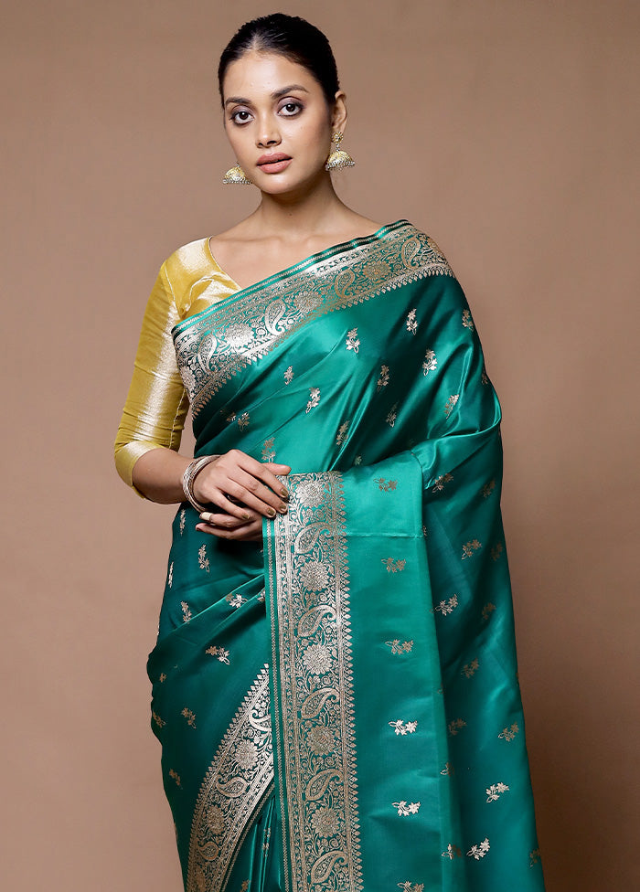 Green Banarasi Silk Saree With Blouse Piece Free Shipping Get To Buy