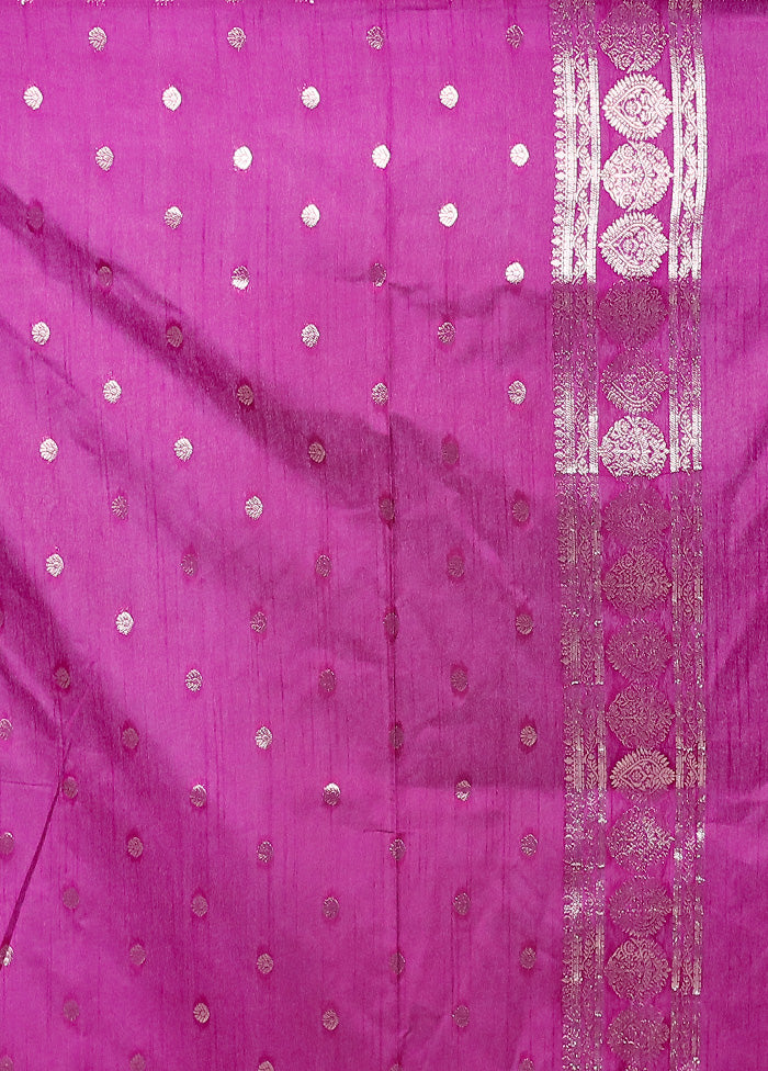 Pink Dupion Silk Saree With Blouse Piece Official