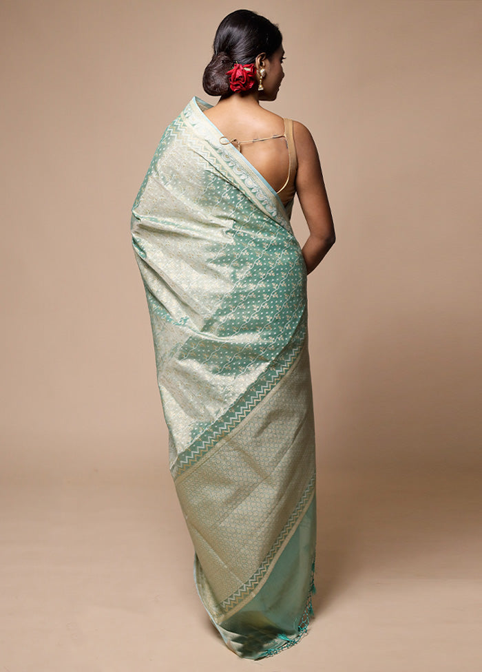 Green Tissue Silk Saree With Blouse Piece Cheapest Sale Online