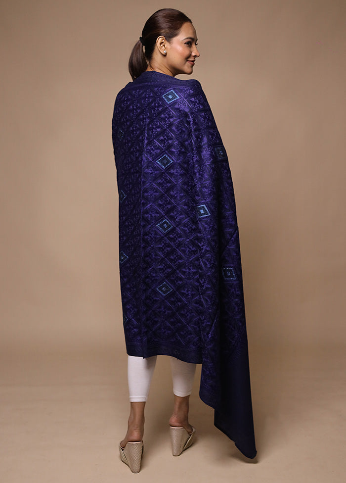 Purple Butta Work With Zari Woven Border Shawl The Cheapest Cheap Online