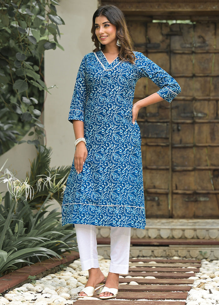 2 Pc Blue Readymade Cotton Kurti Set Cheap Explore