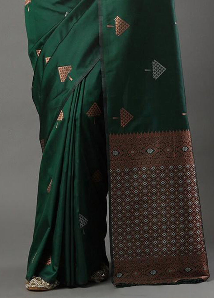 Green Banarasi Silk Saree With Blouse Piece Cheap With Mastercard