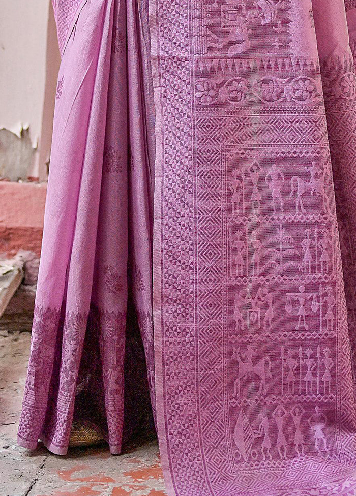 Purple Spun Silk Saree With Blouse Piece Low Pice For Sale