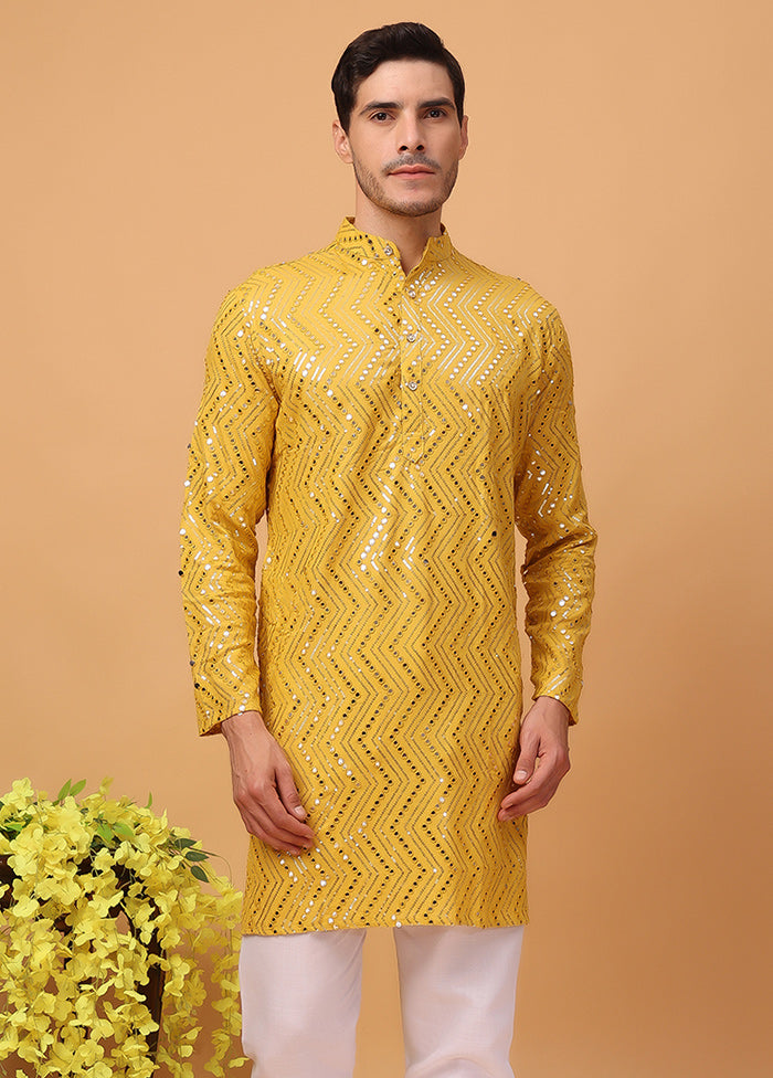 2 Pc Yellow Viscose Kurta Pajama Set Cheapest Online