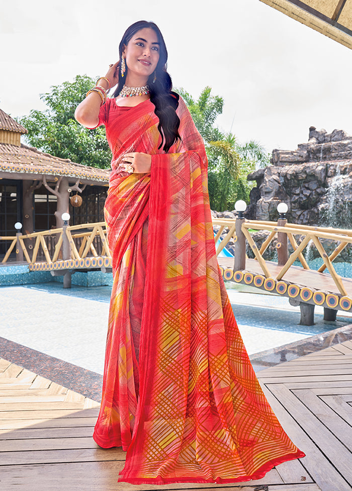 Multicolor Georgette Saree With Blouse Piece Pay With Paypal Cheap Pice