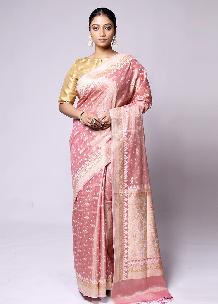 Pink Tissue Silk Saree With Blouse Piece Outlet With Paypal Order