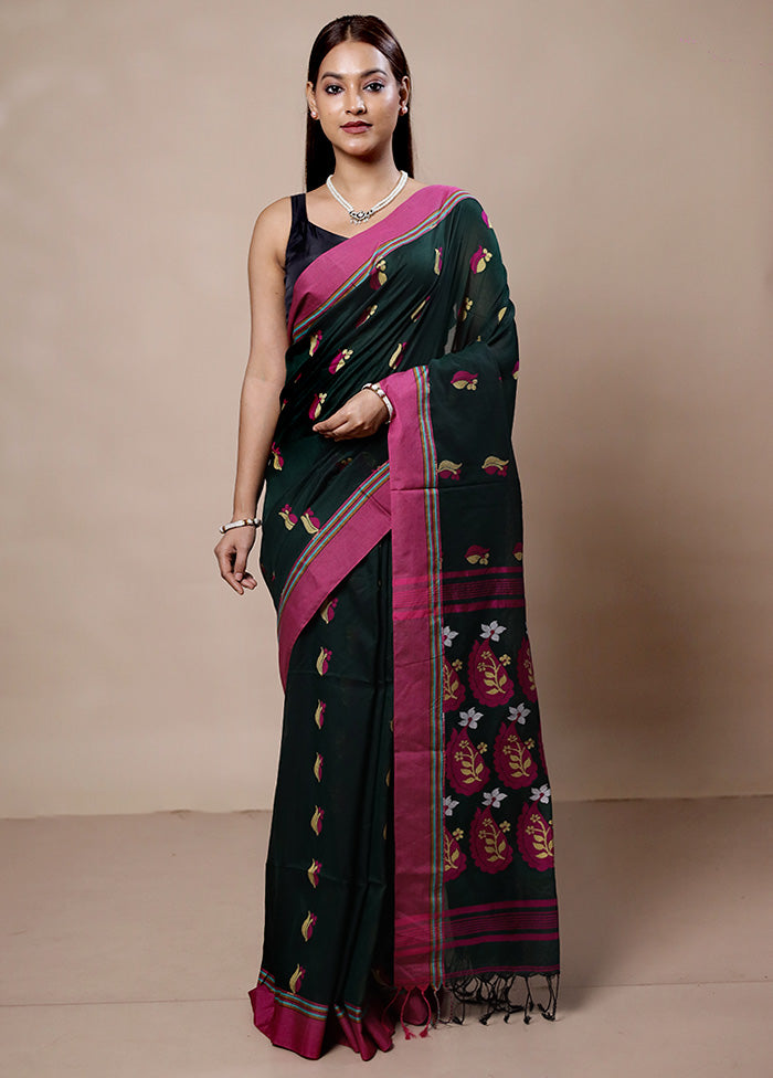 Green Khadi Cotton Saree With Blouse Piece Good Selling Sale Online